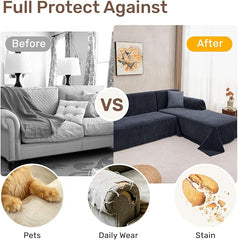 2 Pieces Sectional Couch Covers L Shaped Cover XL Navy Blue | Thick Washable Fabric for L Shaped Sectional Sofa, Anti-Pet Hair, Stain & Wear Resistant, Easy Care & Installation