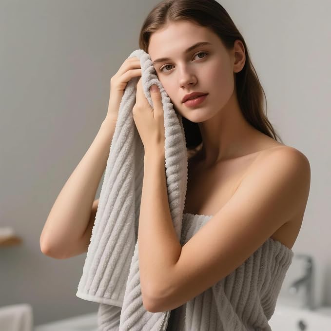 2 Piece Bath Sheets, 40"x80" Microfiber Bath Towels, Grey | Extra-large size, Quick dry, Highly Absorbent, Lint Free .shower towels for bathroom gym spa .Big and Tall users
