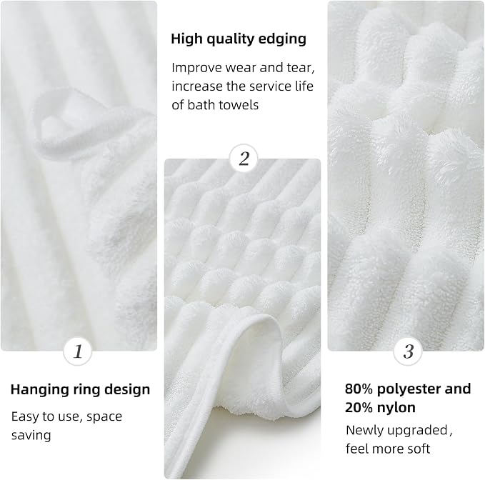2 Piece Bath Sheets, 40"x80" Microfiber Bath Towels, White | Extra-large size, Quick dry, Highly Absorbent, Lint Free .shower towels for bathroom gym spa .Big and Tall users