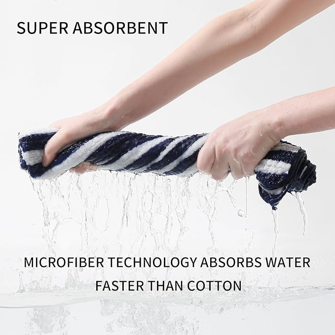 18-Piece Microfiber Bath Towels Set - 6 Bath Sheet, 6 Hand Towels, 6 Washcloths, Soft, Highly Absorbent Bathroom Towel, Quick Dry & Less Lint Shower towel for Bathroom, Hotel, Spa, Dorm-Blueberry