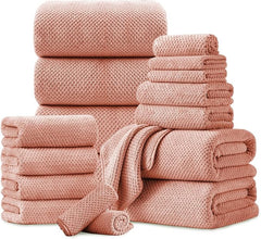 18 Piece Microfiber Bath Towels Set - 6 Bath Sheets,6 Hand Towels And 6 Washcloths,Soft Family Towels,Highly Absorbent Bathroom Towel,Quick Dry Shower Towel Luxury Towels For Hotel Spa Dorm-Orange