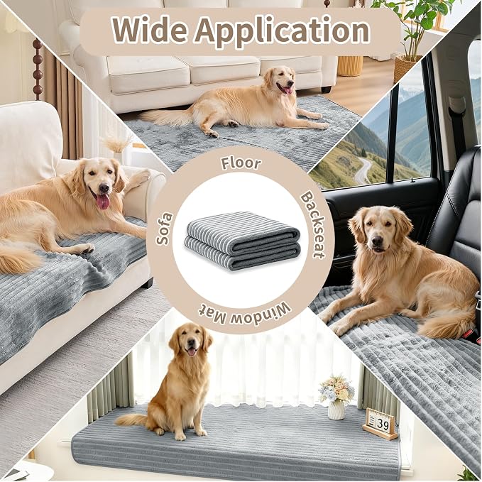 100% Waterproof Couch Covers for Sectional Sofa, Washable Couch Cover, L Shaped Couch Cover for Dogs, Non Slip 2 Pieces Sofa Cover Pet Friendly, 35"x63"+35"x70.9"-Light Grey