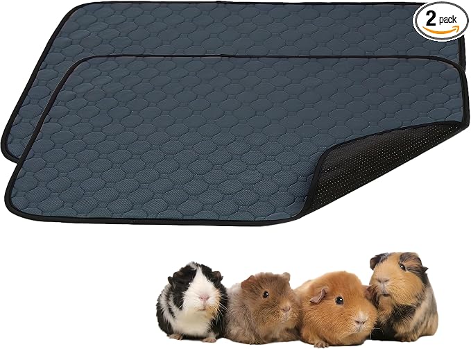 2 Pack Guinea Pig Cage Liners - Washable Guinea Pig Pee Pads, Waterproof Reusable & Anti Slip Guinea Pig Bedding Fast and Super Absorbent Pee Pad for Small Animals Rabbit Hamster Rat