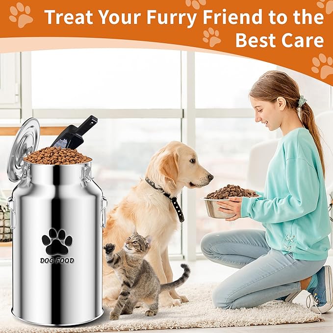 30Lbs Stainless Steel Dog Food Container .Metal Dog Food Storage Container