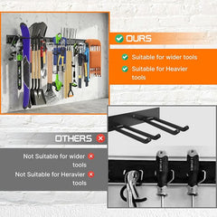 "96 Garage Tool Organizer Wall Mount - Heavy Duty 1020 lbs Metal Storage Rack, Easy Install Adjustable Hooks for Garden Tools Brooms
