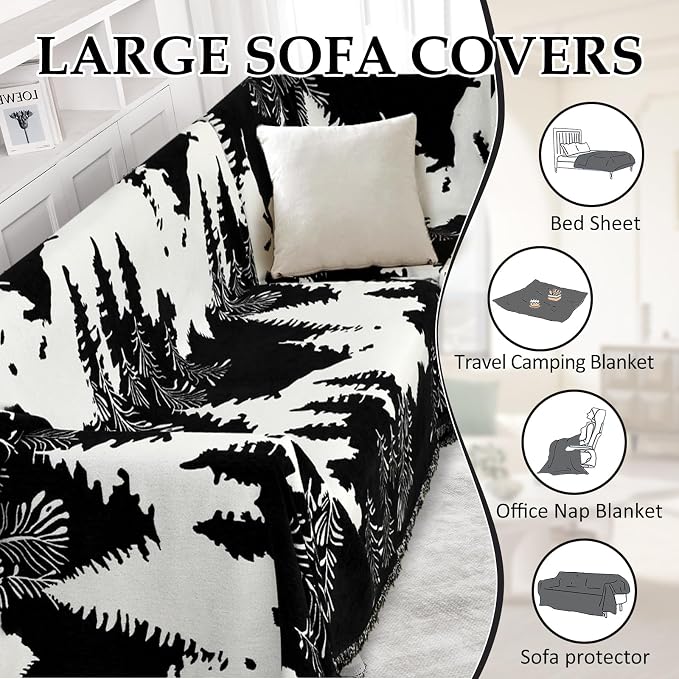 1OO% Waterproof Sectional Couch Covers for Dogs L Shaped Corner Sofa Cover Washable Chenille Sofa Slipcovers Blanket Modern Jacquard Pet Furniture Protector (91"x252", Black Forest)