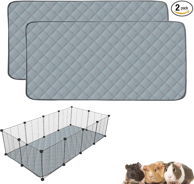 2 Pack Guinea Pig Cage Liners for C&C 2x4 Habitat Washable Guinea Pig Bedding Super Absorbent | Waterproof | Non Slip| Reusable Guinea Pig Pee Pads for Small Animals Cages - 57.1" x 27.6"