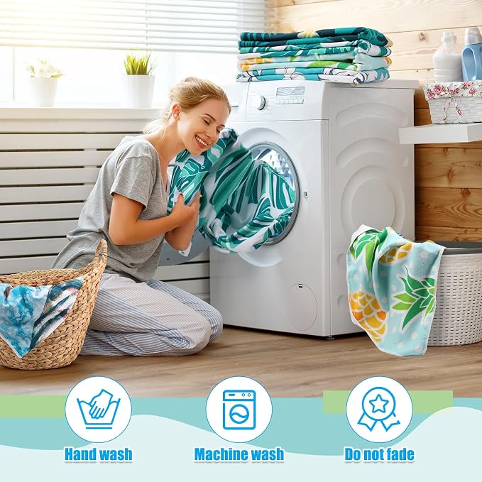 12 Pcs Oversized Microfiber Beach Towels Set 30 x 60 Extra Large Fiber Swim Pool Towel Absorbent Bath Blanket for Travel Vacation Accessories Gift Spa Soft Lightweight(Hawaii)