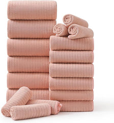 18 Piece Family Bath Towel Set Include 6 Bath Towels,6 Hand Towels and 6 Washcloths Soft Bathroom Towel with Hanging Loops,Highly Absorbent Quick Dry Towels Set for Bathroom,Hotel and Spa-Orange