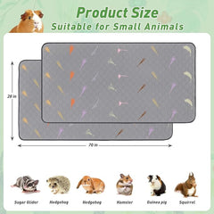 2Pcs Guinea Pig Cage Liners,Guinea Pig Fleece Cage Liners28''X70'' Super Absorbent Washable Pee Pads Reusable for Rabbit Hamster Chinchilla