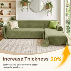 2 Pieces Sectional Couch Covers L Shaped Cover XXL Green | Thick Washable Fabric for L Shaped Sectional Sofa, Anti-Pet Hair, Stain & Wear Resistant, Easy Care & Installation