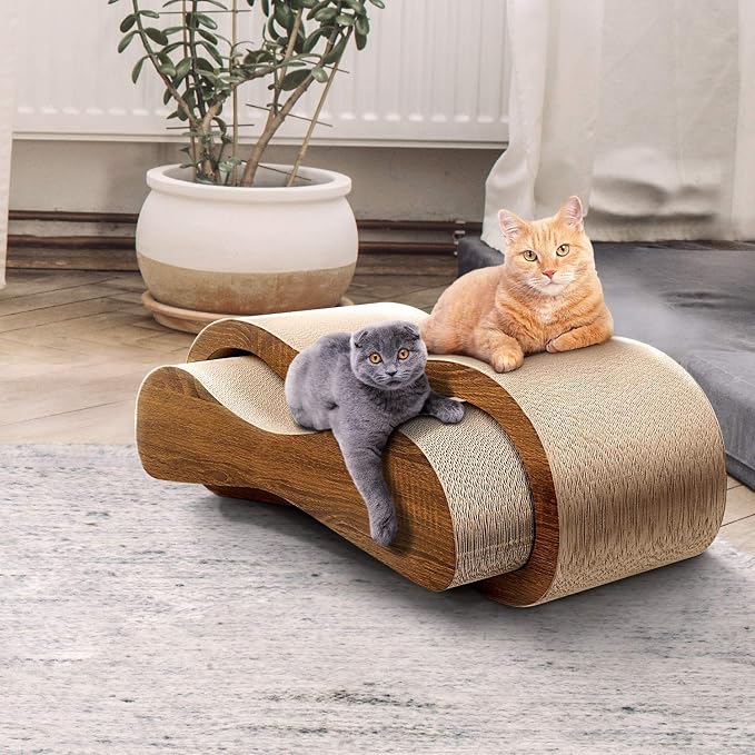 2 in 1 Cat Scratcher for Indoor Cats, Large Cardboard Cat Scratcher, 100% Recyclable&Reversible Scratching Pads Prevents Furniture Damage