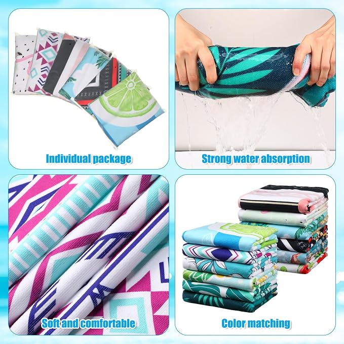 12 Pcs Oversized Microfiber Beach Towels Set 30 x 60 Extra Large Fiber Swim Pool Towel Absorbent Bath Blanket for Travel Vacation Accessories Gift Spa Soft Lightweight(Hawaii)