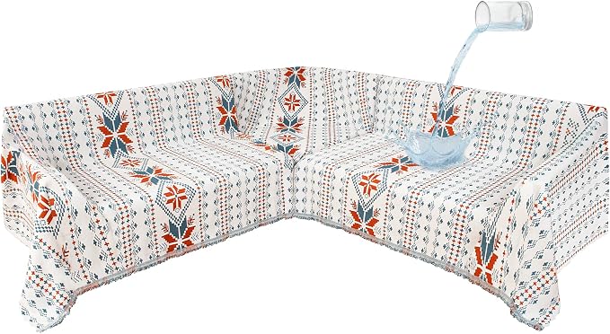 1OO% Waterproof Sectional Couch Covers for Dogs L Shaped Corner Sofa Cover Washable Chenille Sofa Slipcovers Blanket Modern Jacquard Pet Furniture Protector (91"x252", Boho Light Blue)