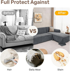 2 Pieces Sectional Couch Covers L Shaped Cover XXL Dark Gray | Thick Washable Fabric for L Shaped Sectional Sofa, Anti-Pet Hair, Stain & Wear Resistant, Easy Care & Installation