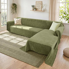 2 Pieces Sectional Couch Covers L Shaped Cover XXL Green | Thick Washable Fabric for L Shaped Sectional Sofa, Anti-Pet Hair, Stain & Wear Resistant, Easy Care & Installation