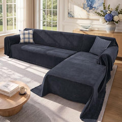 2 Pieces Sectional Couch Covers L Shaped Cover XL Navy Blue | Thick Washable Fabric for L Shaped Sectional Sofa, Anti-Pet Hair, Stain & Wear Resistant, Easy Care & Installation