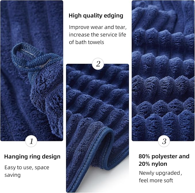 2 Piece Bath Sheets, 40"x80" Bath Towels, Navy Blue | Extra-large size, Quick dry, Highly Absorbent, Lint Free .shower towels for bathroom gym spa .Big and Tall users