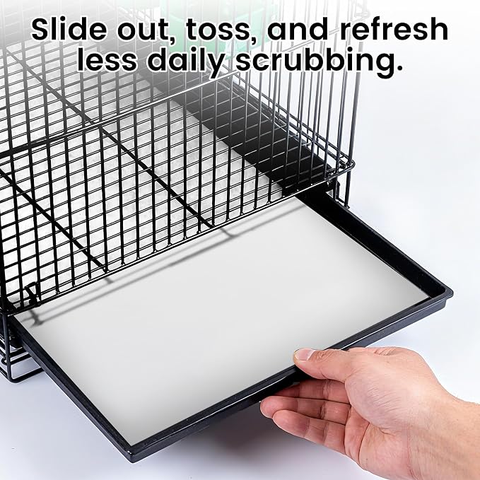17.7x13.8in Bird Cage Liners - 100 Sheets Pre-Cut Disposable Cage Tray Liners, High Absorbent Non-Woven Pads for Parrots, Cockatiels and Small Animals