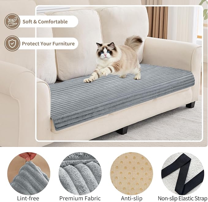 100% Waterproof Couch Covers for Dogs, 35"×82" Washable Couch Cover, Non Slip Sectional Couch Covers for 3 Cushion Sofa Cover Pet Friendly, Cat and Dog Couch Bed Cover-Light Grey