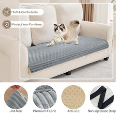 100% Waterproof Couch Covers for Dogs, 35"×82" Washable Couch Cover, Non Slip Sectional Couch Covers for 3 Cushion Sofa Cover Pet Friendly, Cat and Dog Couch Bed Cover-Light Grey