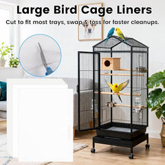 17.7x13.8in Bird Cage Liners - 200 Sheets Pre-Cut Disposable Cage Tray Liners, High Absorbent Non-Woven Pads for Parrots, Cockatiels and Small Animals
