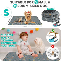 2 Pack 36"x40" Washable Pee Pads for Dogs, Reusable & Absorbent | Large reusable dog pads with leakproof non-slip backing, highly absorbent for crates, playpens, beds and potty training.