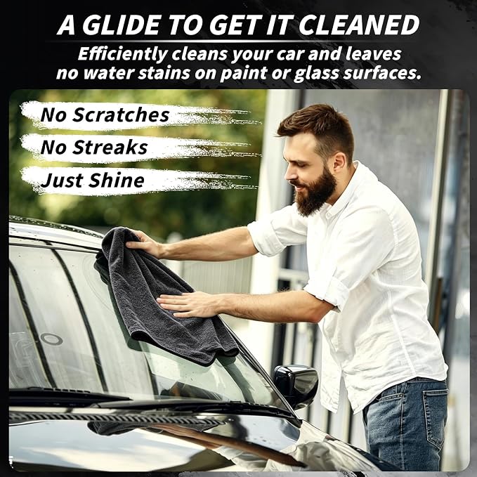 20 Pack Microfiber Towels for Cars, 24" x 16" Dual-Sided Car Drying Towel | 400 GSM Highly Absorbent, Lint-Free Microfiber Cleaning Cloths for Scratch-Free Drying, Detailing, Buffing, Polishing Cars