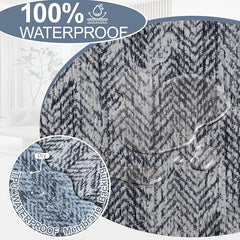 1OO% Waterproof Sectional Couch Covers for Dogs L Shaped Corner Sofa Cover Washable Chenille Sofa Slipcovers Blanket Modern Jacquard Pet Furniture Protector (91"x276", Navy Wave)