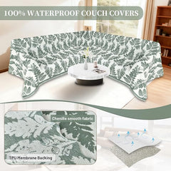 1OO% Waterproof Sectional Couch Covers for Dogs L Shaped Corner Sofa Cover Washable Chenille Sofa Slipcovers Blanket Modern Jacquard Pet Furniture Protector (91"x276", Sage Green)