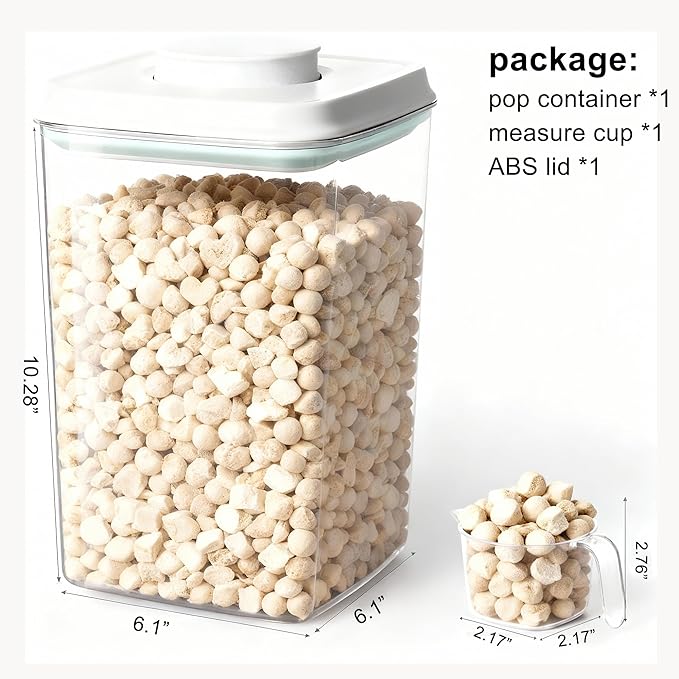 3-5 Lbs Dog Cat Treat Container Pop Pet Food Storage Container with Scoop | Dog Food Storage Bin Canister with Pop Up Lid Airtight Stackable BPA-Free Pet Treat Containers for Kibble & Treats 4.2qt