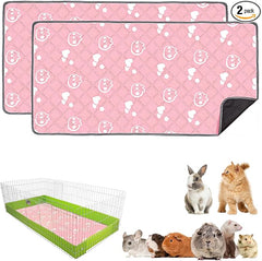 2 Pack Guinea Pig Bedding - Washable Guinea Pig Liner for Midwest Cage, Waterproof Reusable & Anti Slip Pee Pads Super Absorbent Mats for Small Animals Rabbit Hamster Rat (Pink, 48 x 24 Inch)