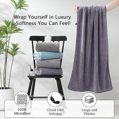 18 Piece Bath Towels Set,100% Microfiber Family Bathroom Towel with Hanging Loops-6 Bath Towels,6 Hand Towels,6 Washcloths,Quick Dry Highly Absorbent Shower Towel for Bathroom,Hotel,Spa-Dark Purple