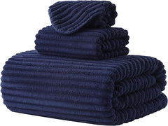 3 Pack Bath Towel Set, 40"x80" Oversized Bath Sheet,Navy Blue | Ultra Soft Microfiber, Lint Free, Quick Dry, Highly Absorbent, Full Body Coverage, 1 Bath Sheet, 1 Hand Towel, 1 Washcloth