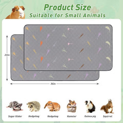 2Pcs Guinea Pig Cage Liners,Guinea Pig Fleece Cage Liners24''X36'' Super Absorbent Washable Pee Pads Reusable for Rabbit Hamster Chinchilla