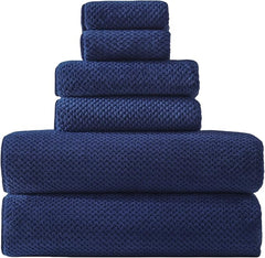 30x60 Inches Extra Large Bath Towels Set Super Soft Absorbent Luxury Microfiber Towels for Bathroom (Navy Blue, 6PCS)