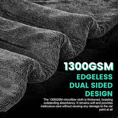 2 Pack Double-Sided Car Care, Microfiber Drying Towel, 1300GSM, 35" x 24" | Extra-Large, Ultra-Absorbant Microfiber Drying Towel for Cars and Trucks, Super Absorbent Car Drying Towel