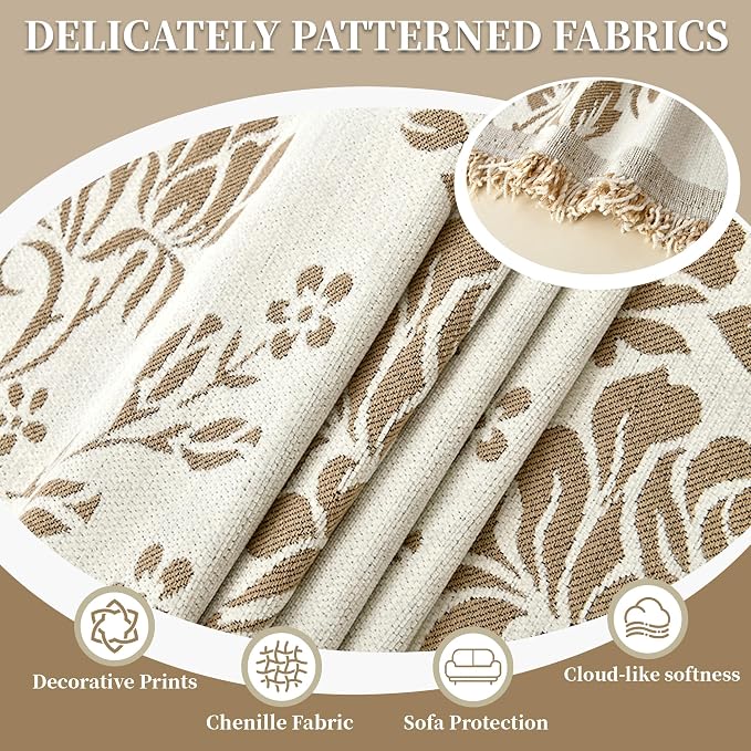 1OO% Waterproof Sectional Couch Covers for Dogs L Shaped Corner Sofa Cover Washable Chenille Sofa Slipcovers Blanket Modern Jacquard Pet Furniture Protector (91"x252", Khaki & Ivory White)