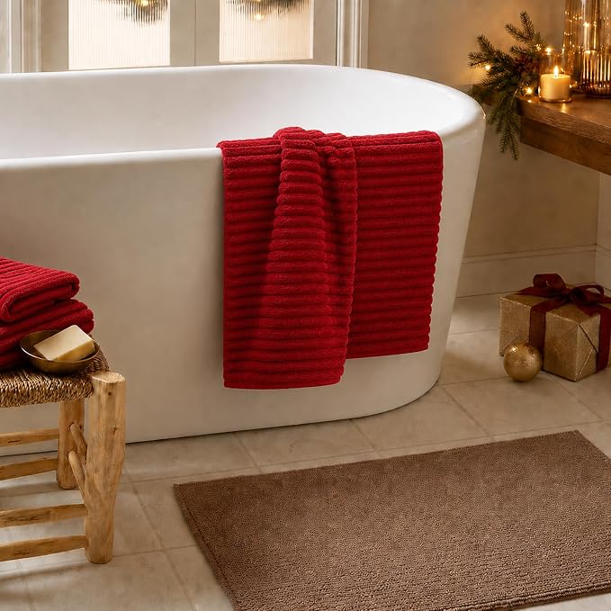 2 Piece Bath Sheets, 40"x80" Microfiber Bath Towels, Red | Extra-large size, Quick dry, Highly Absorbent, Lint Free .shower towels for bathroom gym spa .Big and Tall users