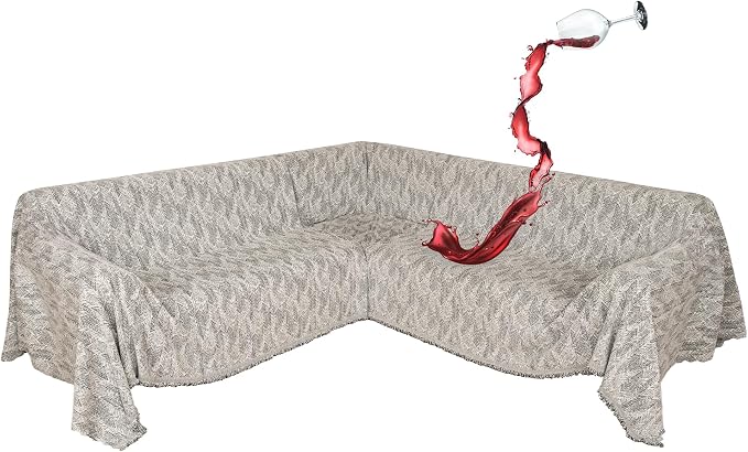 1OO% Waterproof Sectional Couch Covers for Dogs L Shaped Corner Sofa Cover Washable Chenille Sofa Slipcovers Blanket Modern Jacquard Pet Furniture Protector (91"x276", Gray Wave)