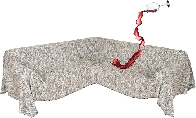 1OO% Waterproof Sectional Couch Covers for Dogs L Shaped Corner Sofa Cover Washable Chenille Sofa Slipcovers Blanket Modern Jacquard Pet Furniture Protector (91"x252", Gray Wave)
