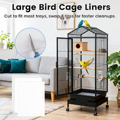 17.7x13.8in Bird Cage Liners - 100 Sheets Pre-Cut Disposable Cage Tray Liners, High Absorbent Non-Woven Pads for Parrots, Cockatiels and Small Animals