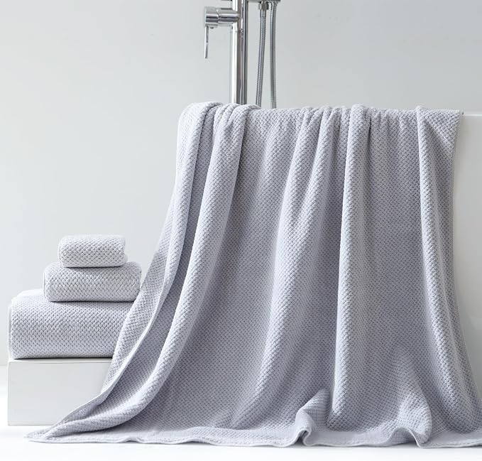 30x60 Inches Extra Large Bath Towels Set Super Soft Absorbent Luxury Microfiber Towels for Bathroom (Gray, 6PCS)