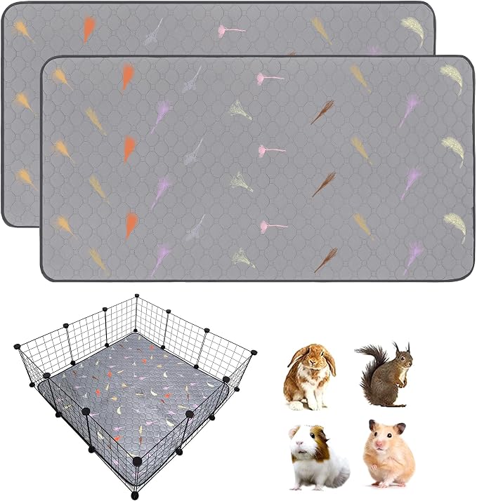 2Pcs Guinea Pig Cage Liners,Guinea Pig Fleece Cage Liners42''X42'' Super Absorbent Washable Pee Pads Reusable for Rabbit Hamster Chinchilla