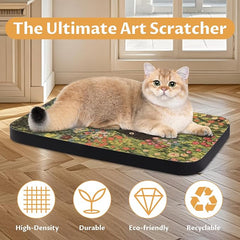 2 Pack Cat Wall Scratcher, Art Cat Scratching Board for Cats | Wall Mounted Cat Scratch Pad, Water-Based Ink, Hook&Loop Strips, Floor or Wall Use, 16.7x11x1 Inch, Window & Garden