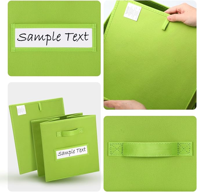 13x13 storage cube bins (Set of 10) Foldable Fabric storage cubes with 10 Labels Window Cards & a Pen,13 inch cube storage bins,Closet Organizers for Shelves,Cubby Organizer Boxes,lime green