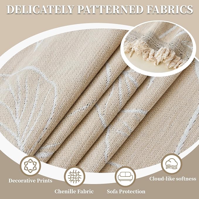 1OO% Waterproof Sectional Couch Covers for Dogs L Shaped Corner Sofa Cover Washable Chenille Sofa Slipcovers Blanket Modern Jacquard Pet Furniture Protector (91"x276", Beige Flower)