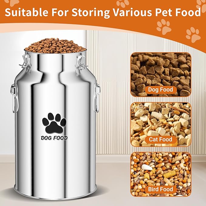 30Lbs Stainless Steel Dog Food Container .Metal Dog Food Storage Container