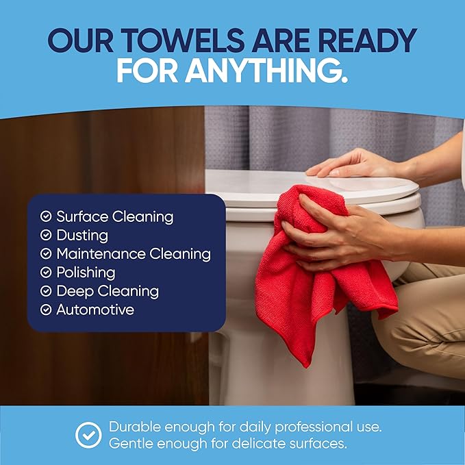 12" x 12" Microfiber Cleaning Cloths (50 Pack) - Reusable Towels, Wash Rags, Dust Cloth, All-Purpose: Kitchen, Dish, Cars, Shop, Glass (Yellow)