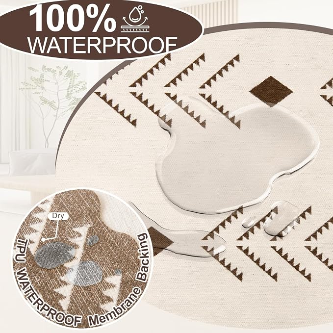 1OO% Waterproof Sectional Couch Covers for Dogs L Shaped Corner Sofa Cover Washable Chenille Sofa Slipcovers Blanket Modern Jacquard Pet Furniture Protector (91"x252", Boho Brown Cream)